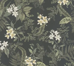 Vliestapete Pflanzen Floral Blumen Schwarz Grün 39424-4