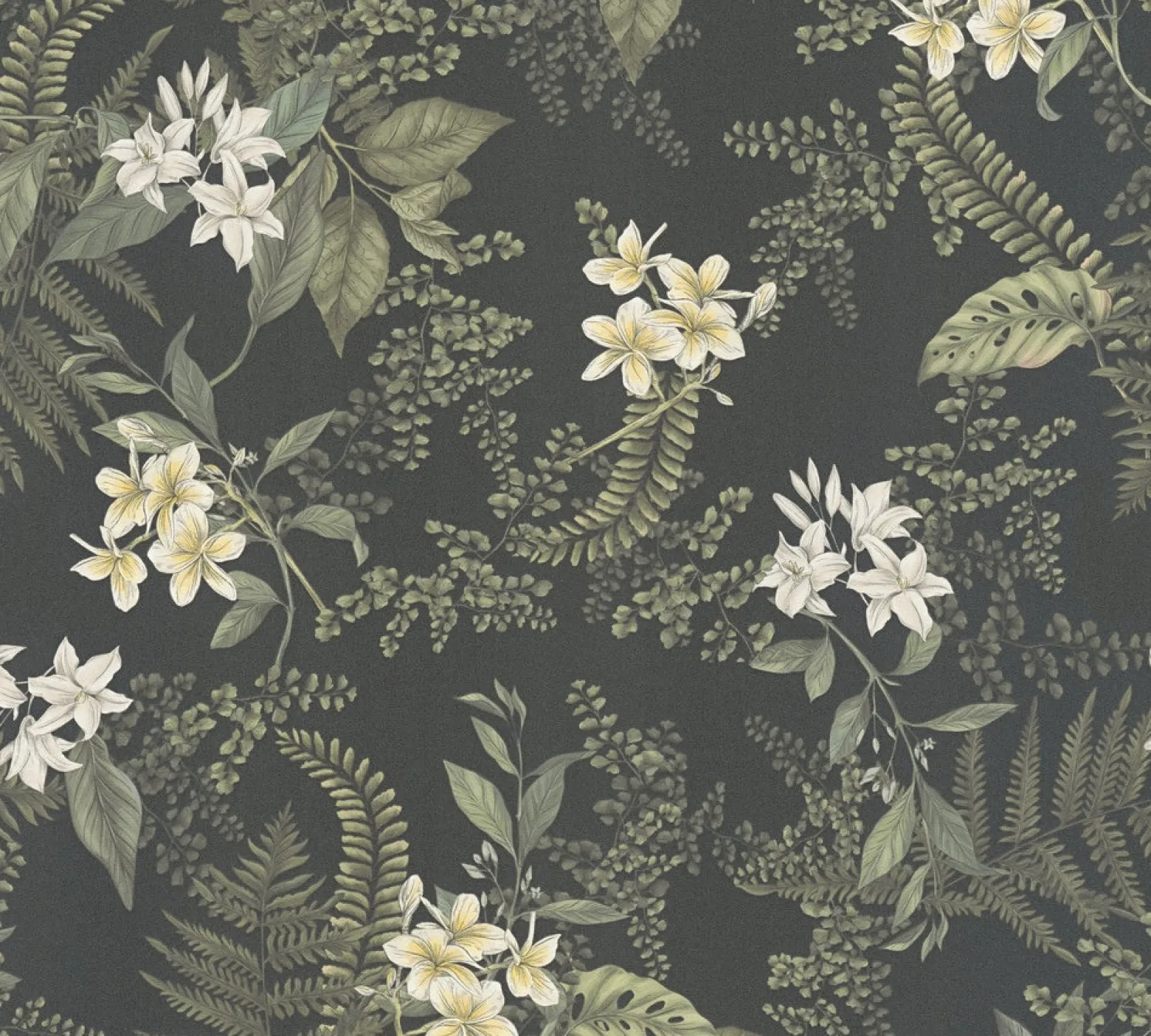 Vliestapete Pflanzen Floral Blumen Schwarz Grün 39424-4