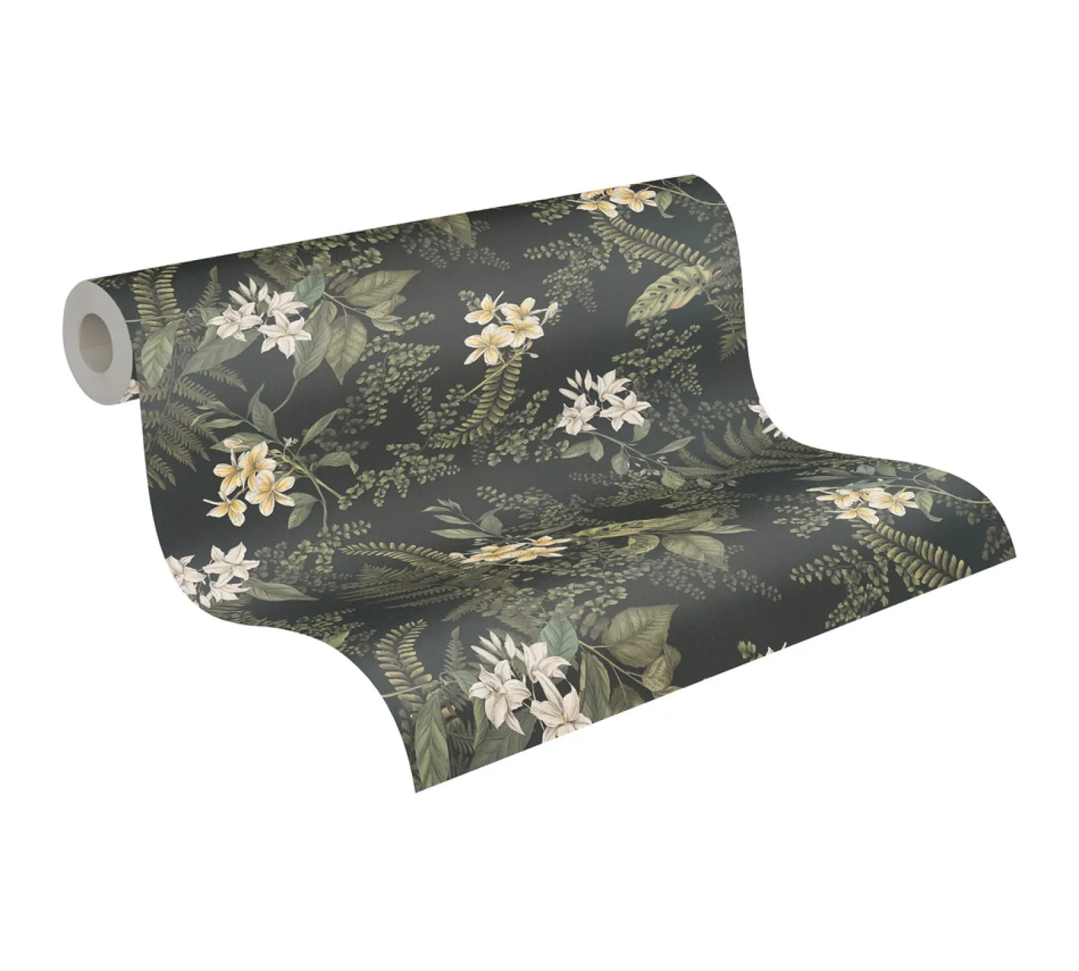 Vliestapete Pflanzen Floral Blumen Schwarz Grün 39424-4