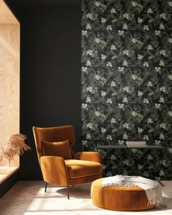 Vliestapete Pflanzen Floral Blumen Schwarz Grün 39424-4