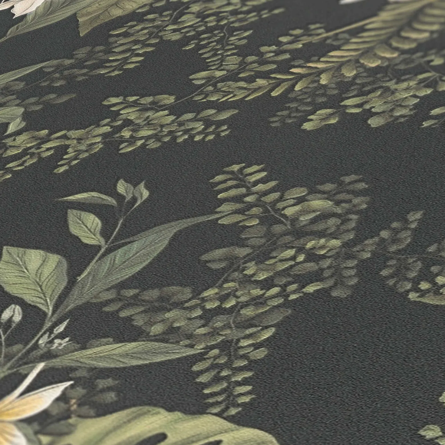 Vliestapete Pflanzen Floral Blumen Schwarz Grün 39424-4
