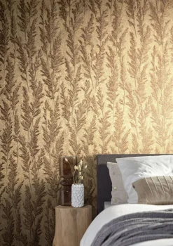 Vliestapete Pflanzen Gräser gold braun 85729