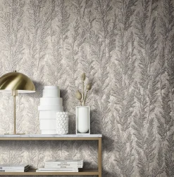 Vliestapete Pflanzen Gräser taupe silber 85731