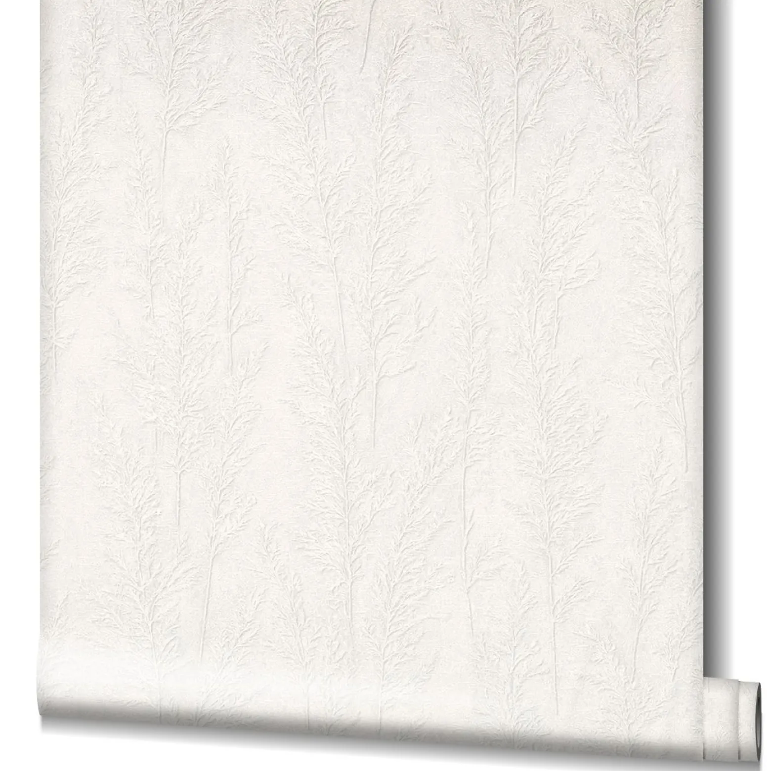 Vliestapete Pflanzen Gräser weiß-grau metallic 85735