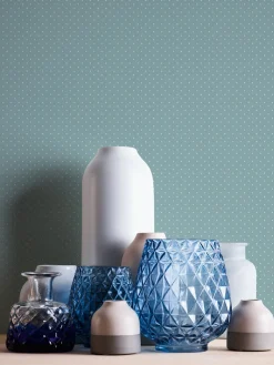 Vliestapete Punkte Textil Optik Blau Weiß 39070-5