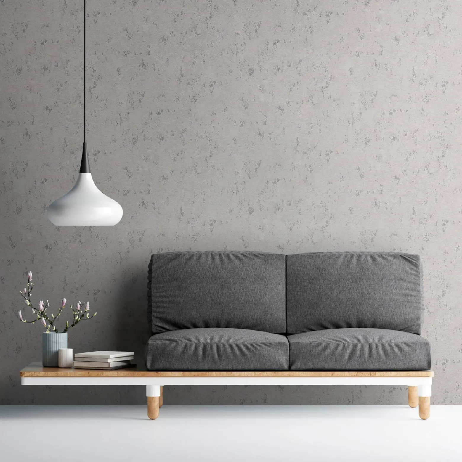 Vliestapete Putz Optik Beige Grau Silber Metallic 39387-3