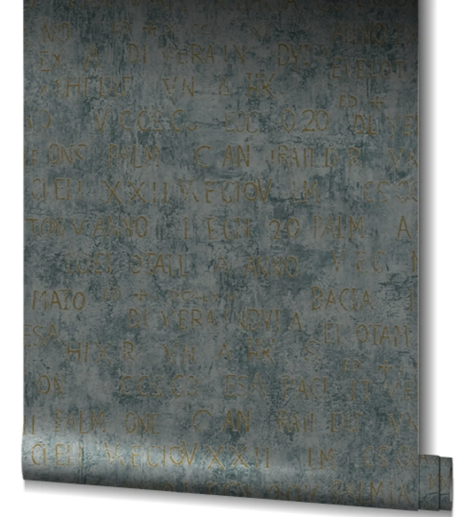 Vliestapete Putz Optik Schrift Grau Gold Metallic 82368