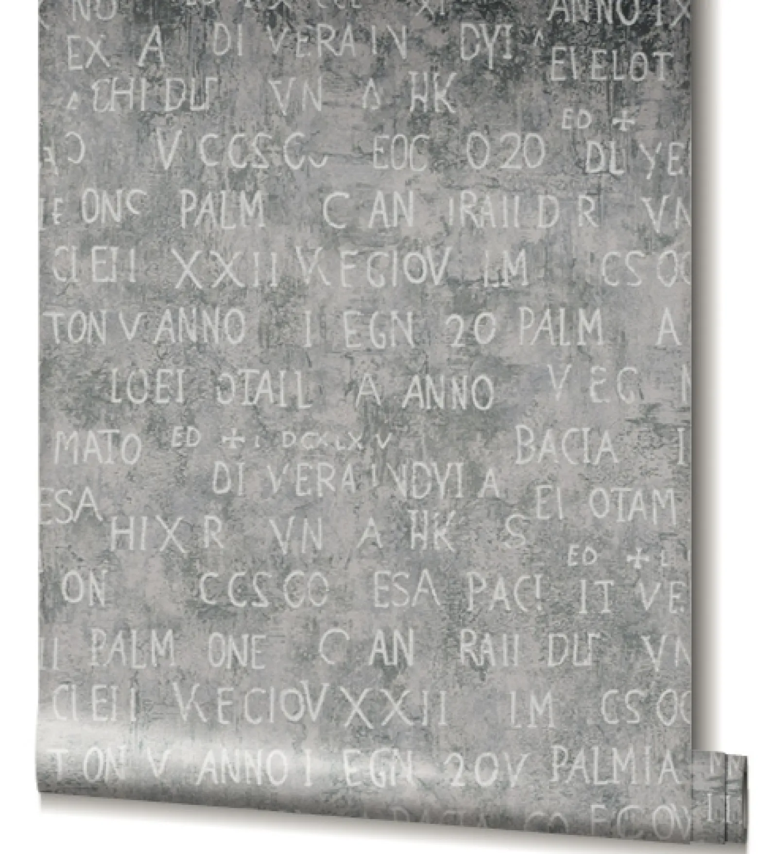 Vliestapete Putz Optik Schrift Grau Metallic 82367