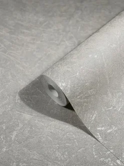 Vliestapete Putz-Optik Struktur Metallic grau weiß 32815