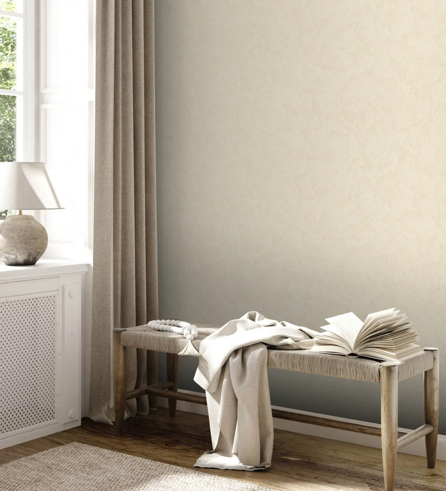 Vliestapete Putz Optik Uni Beige Glitzer 39035-3