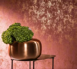 Vliestapete Putzstruktur Uni rot gold Metallic 58004