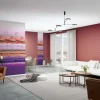 Vliestapete Querstreifen rot lila silber Metallic 31213