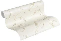 Vliestapete Ranken Barock beige gold Glitzer 30418-2