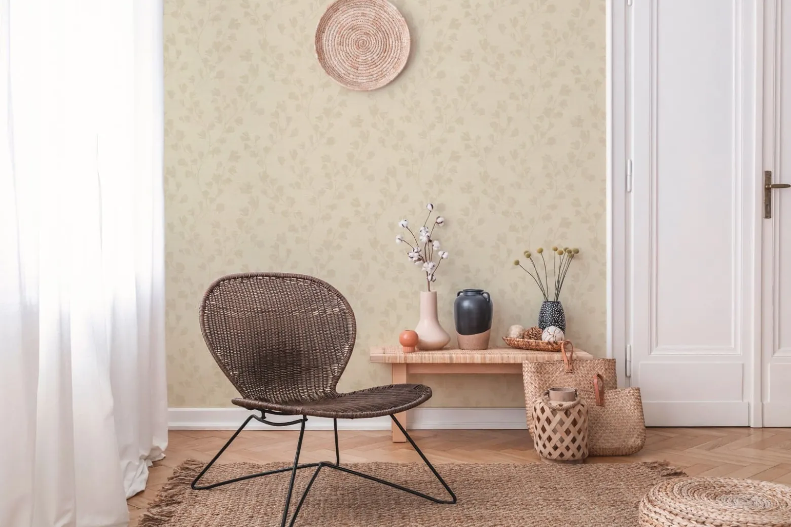Vliestapete Ranken Floral Beige Nara 38747-5 AS Creation