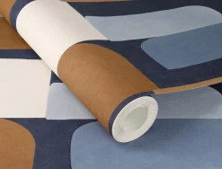 Vliestapete Rasch Abstrakt Grafik Blau Braun Creme 330519