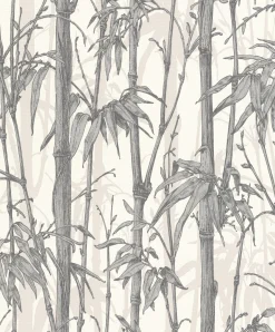 Vliestapete Rasch Bambus Floral grau silber 484830