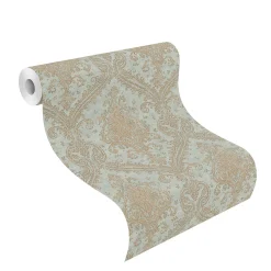 Vliestapete Rasch Barock blau-grau gold Metallic 420531