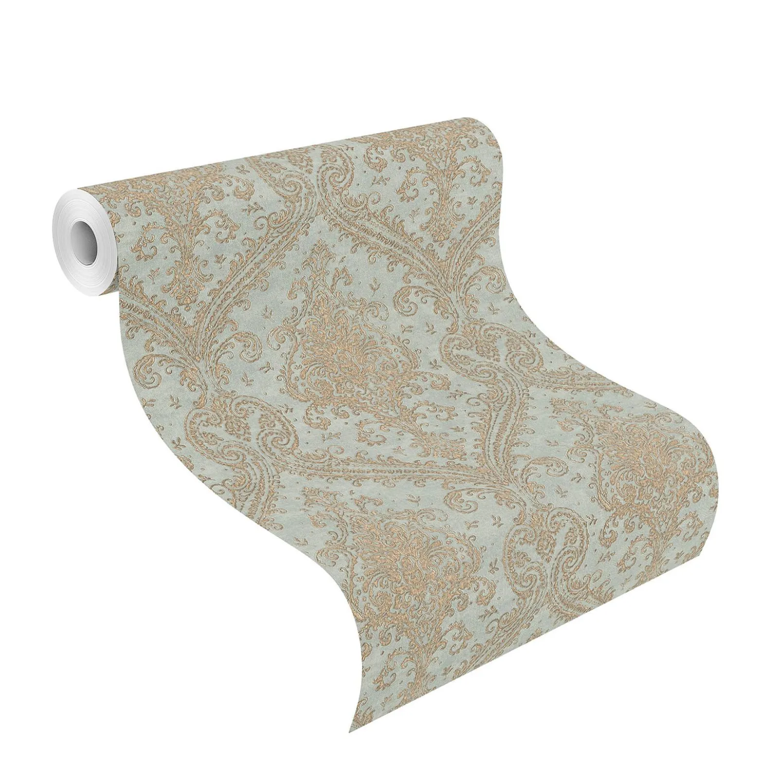 Vliestapete Rasch Barock blau-grau gold Metallic 420531