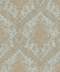 Vliestapete Rasch Barock blau-grau gold Metallic 420531