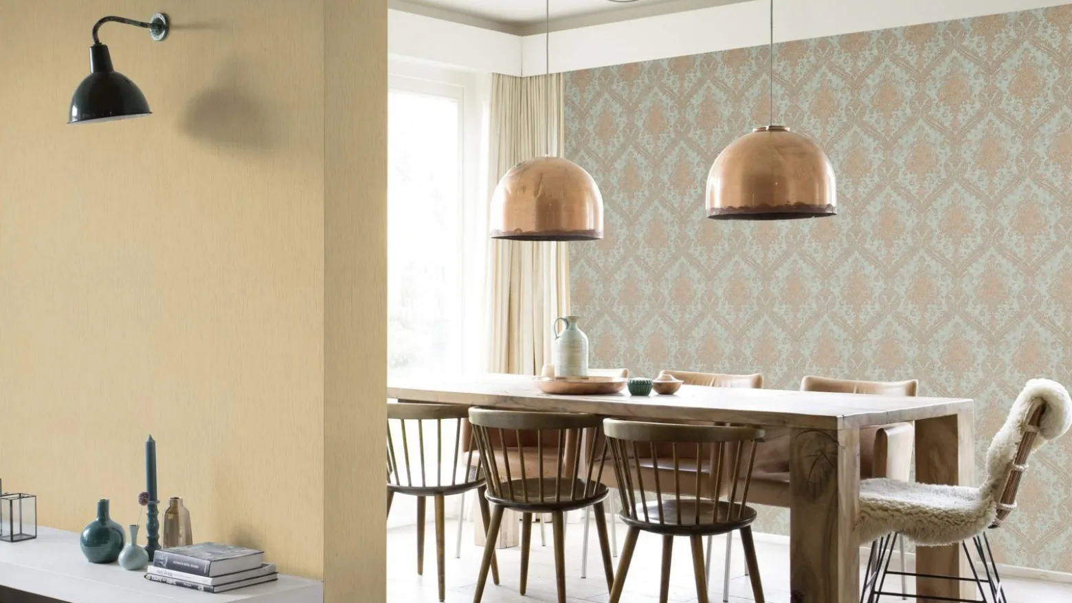 Vliestapete Rasch Barock blau-grau gold Metallic 420531