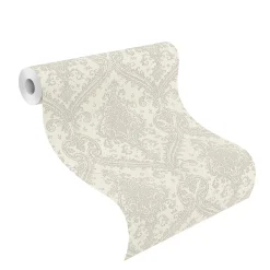 Vliestapete Rasch Barock creme-weiß Metallic 420517