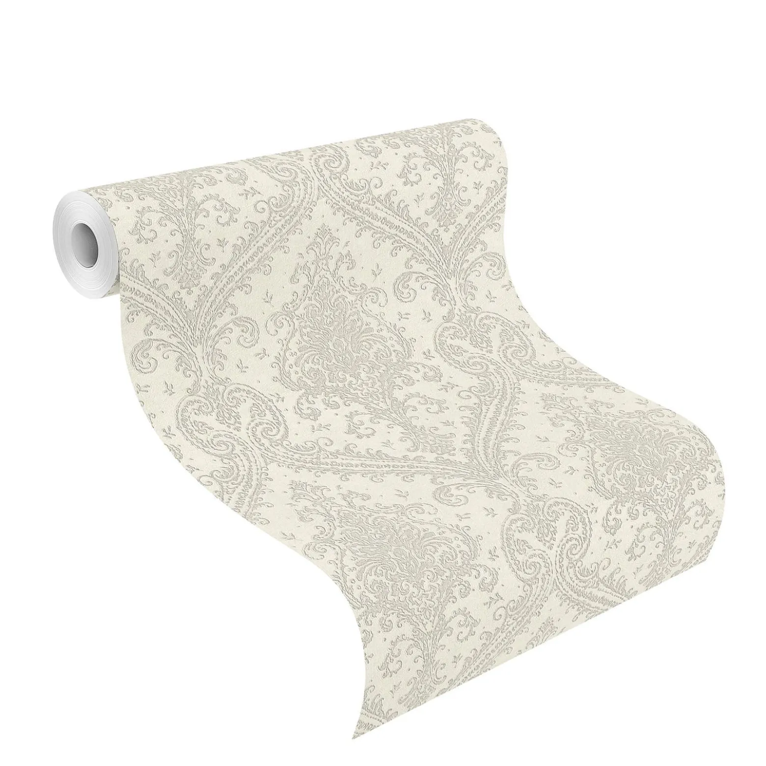 Vliestapete Rasch Barock creme-weiß Metallic 420517