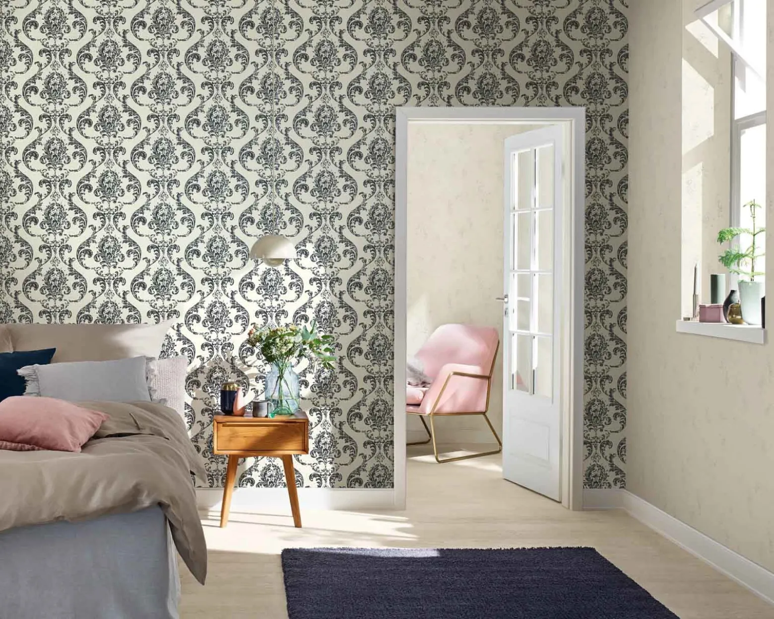 Vliestapete Rasch Barock Muster Weiß Schwarz 315608