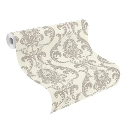 Vliestapete Rasch Barock Muster Weiß Silber 315622
