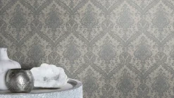 Vliestapete Rasch Barock silber-grau Metallic 420548