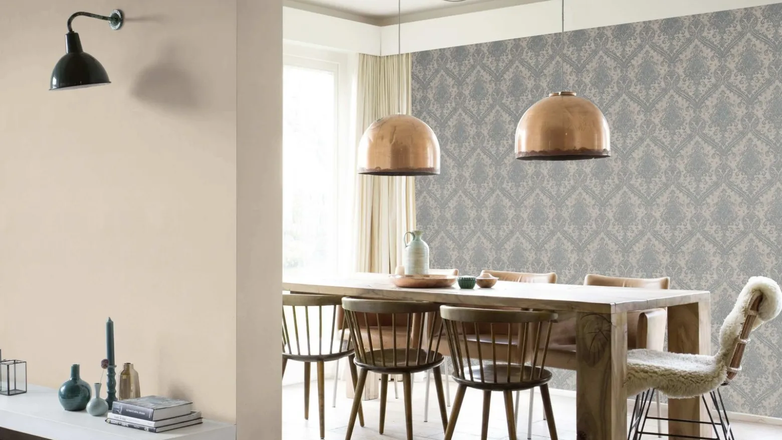 Vliestapete Rasch Barock silber-grau Metallic 420548