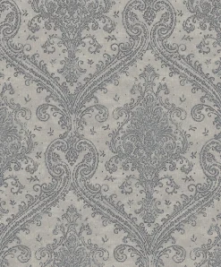 Vliestapete Rasch Barock silber-grau Metallic 420548