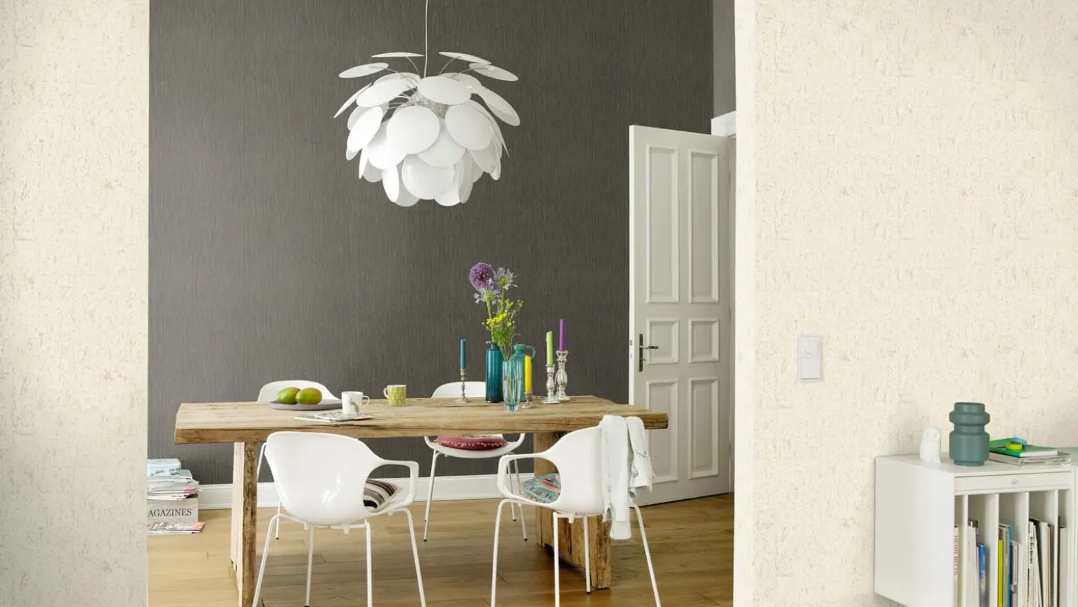 Vliestapete 538311 Rasch Beton Optik Perlmutt Silber
