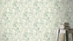 Vliestapete Rasch Blattmuster Creme Grün 580914