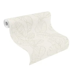 Vliestapete Rasch Blatt Muster Cremeweiß 822601