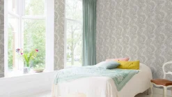 Vliestapete Rasch Blatt Muster Grau Silber 822625