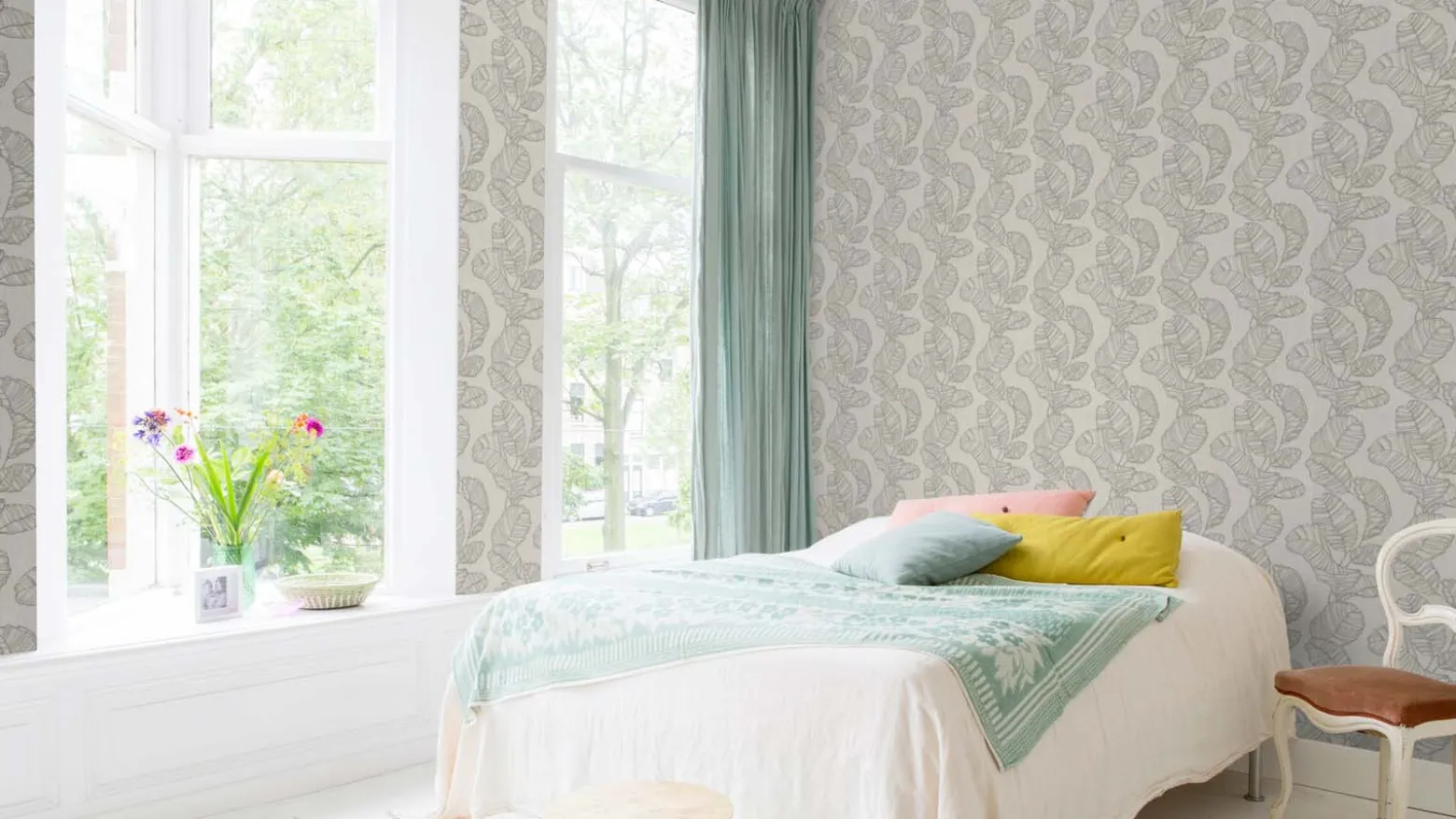 Vliestapete Rasch Blatt Muster Grau Silber 822625