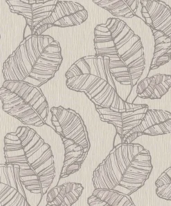 Vliestapete Rasch Blatt Muster Beige Silber 822632