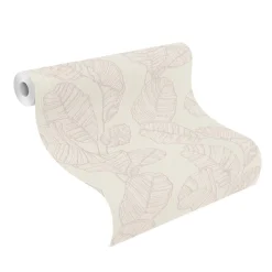 Vliestapete Rasch Blatt Muster Beige Grau 822618