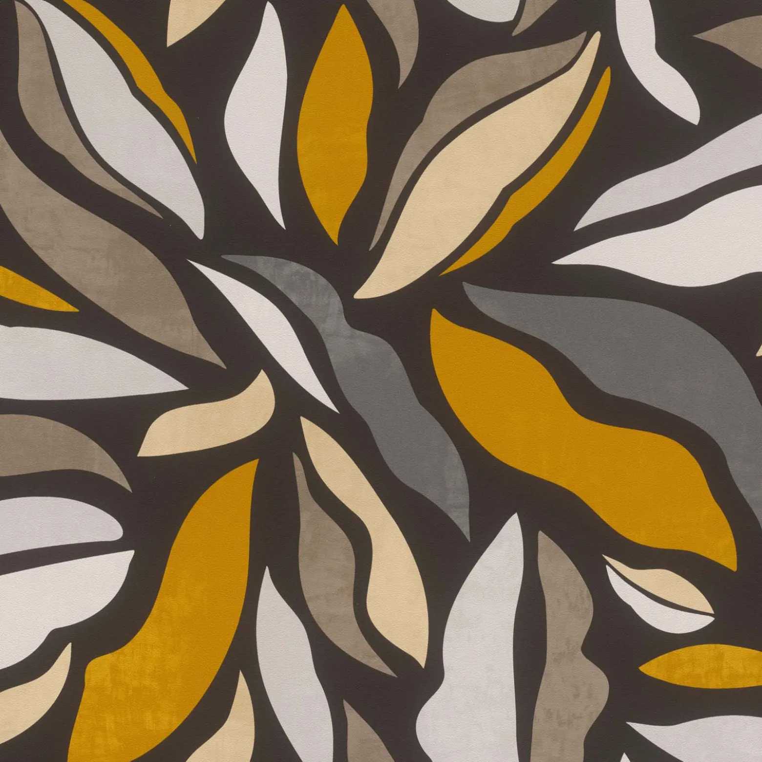 Vliestapete Rasch Blätter Abstrakt Grau Beige 869316