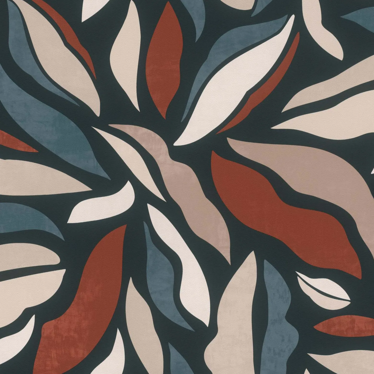 Vliestapete Rasch Blätter Abstrakt Blau Beige 869309