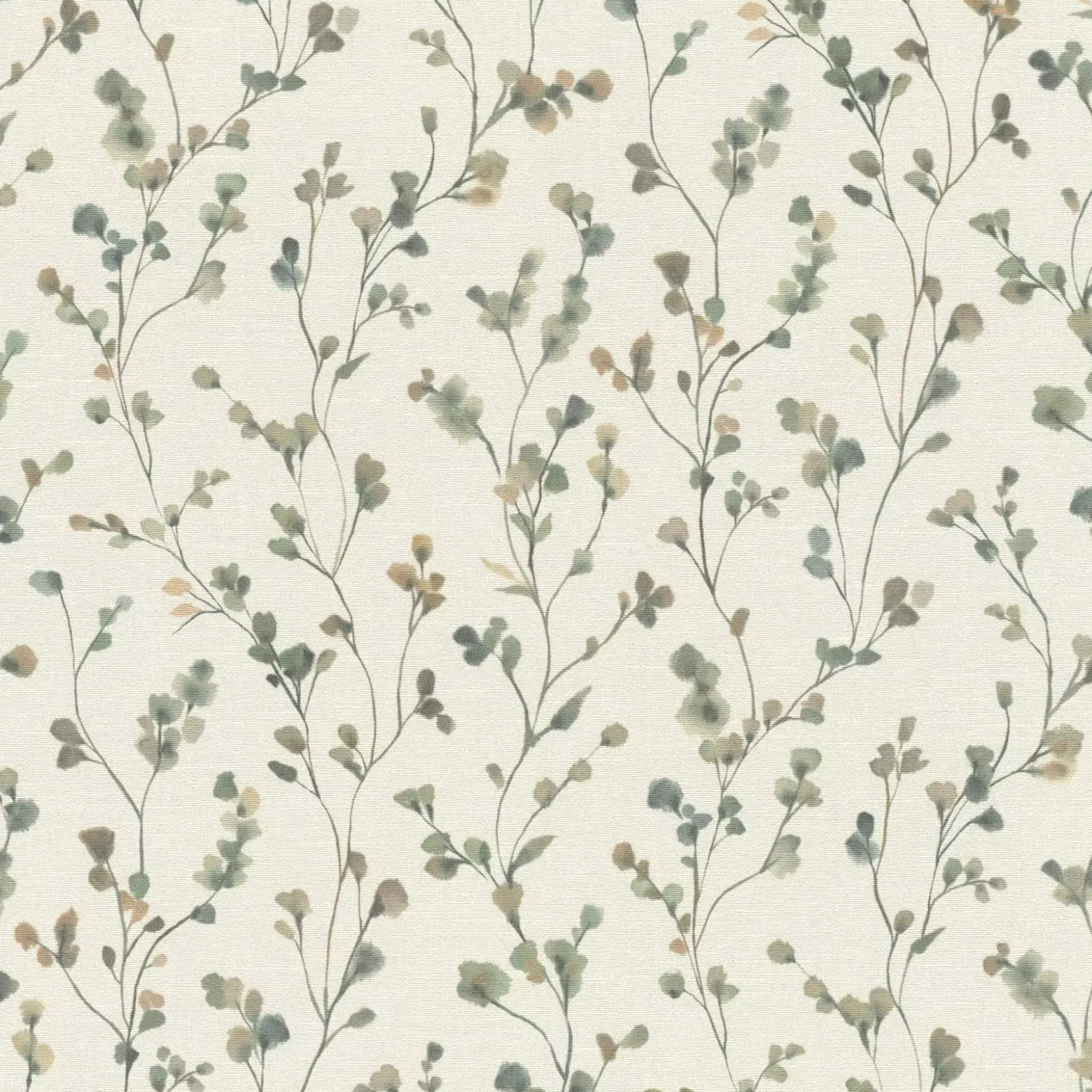 Vliestapete Rasch Blätter Aquarell Creme Grün Blau 486148