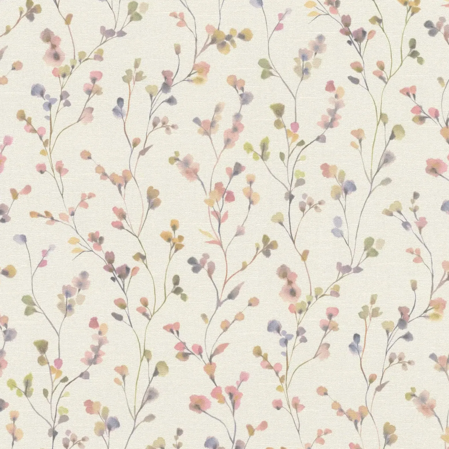 Vliestapete Rasch Blätter Aquarell Creme Grün Rosa 486155