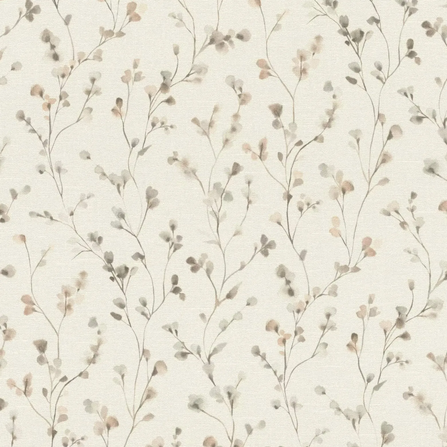 Vliestapete Rasch Blätter Aquarell Creme Grau 486131