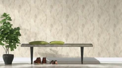 Vliestapete 537338 Rasch Blätter Beige Grau