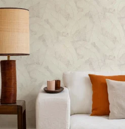 Vliestapete Rasch Blätter Creme Grau Metallic 720525