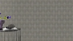 Vliestapete Rasch Blätter 3D grau bronze metallic 535853