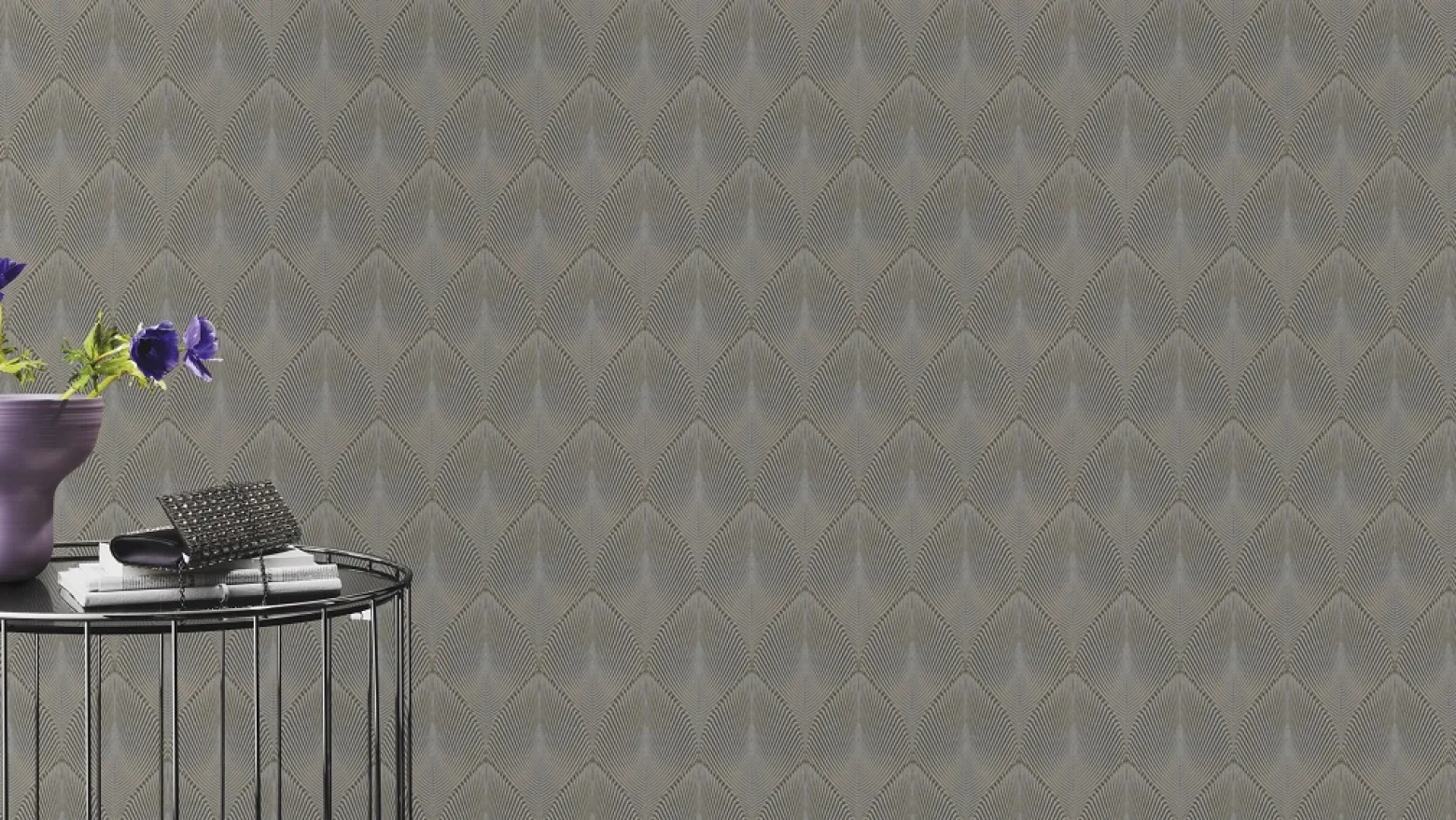 Vliestapete Rasch Blätter 3D grau bronze metallic 535853
