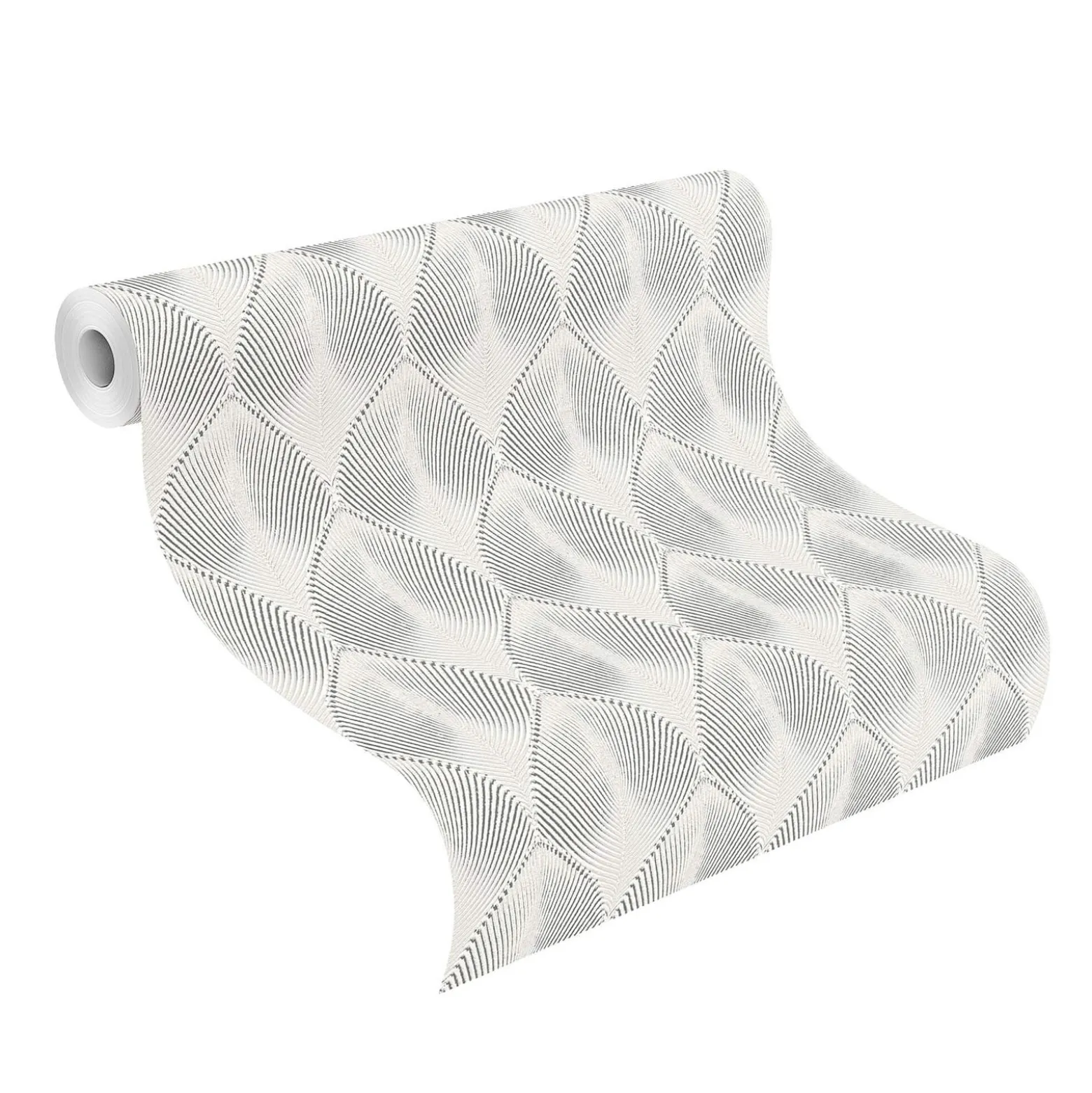 Vliestapete Rasch Blätter 3D weiß silber metallic 535839