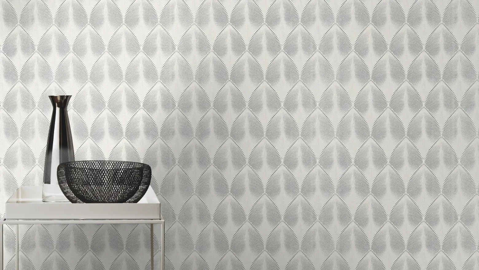 Vliestapete Rasch Blätter 3D weiß silber metallic 535839