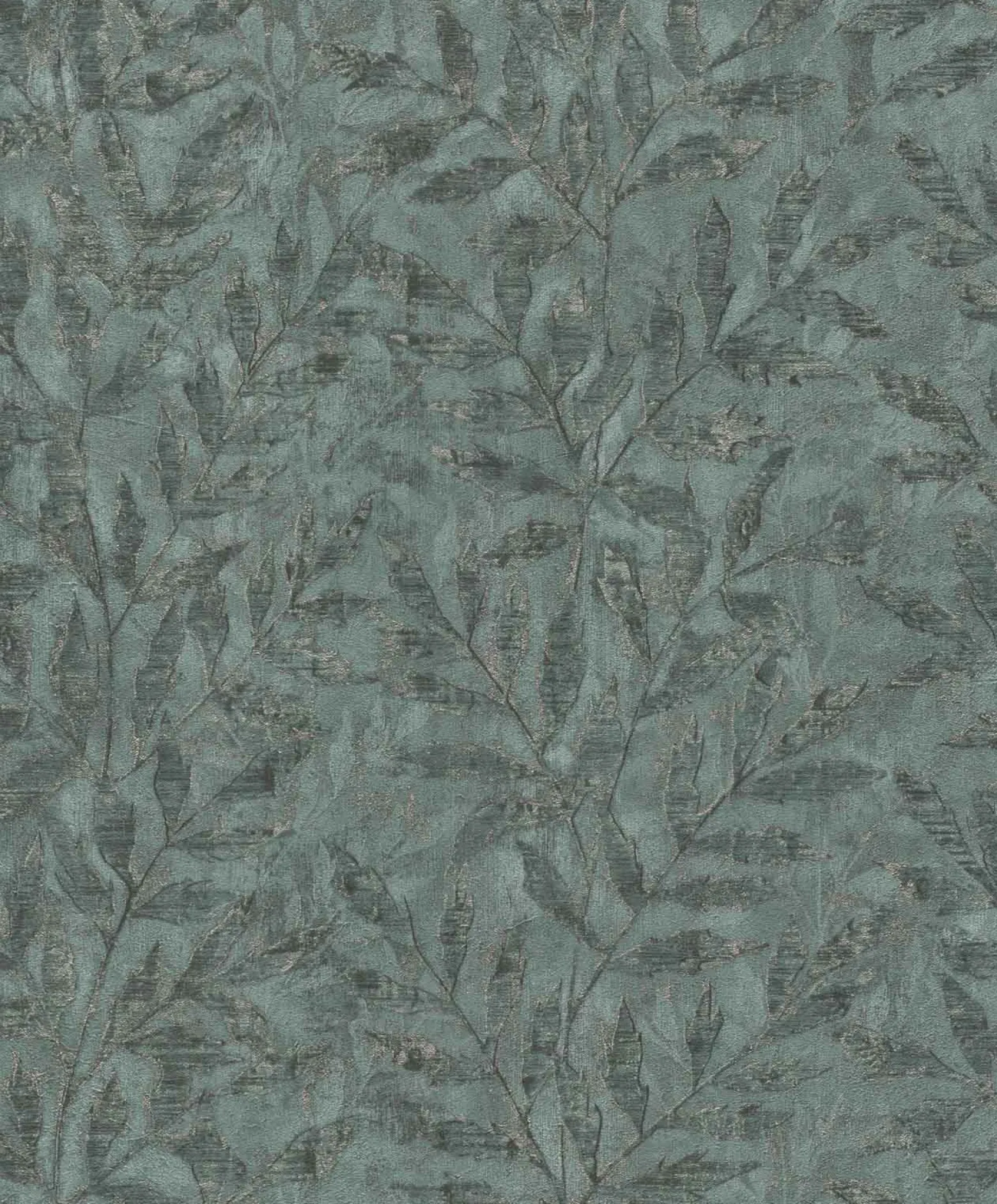 Vliestapete Rasch Blätter Grün Gold Metallic 315042